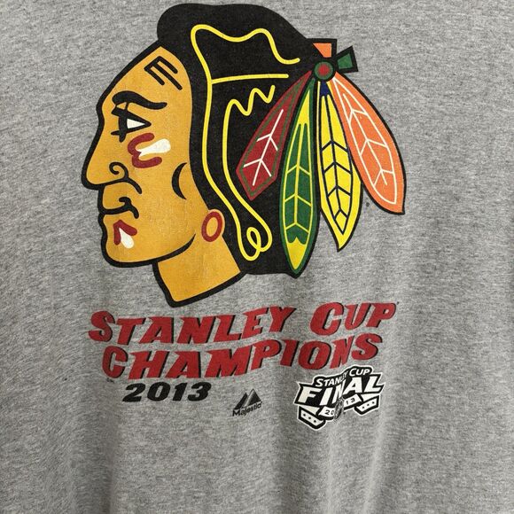 2013 NHL Stanley Cup Men XL Finals Champions Chicago Blackhawks Gray Hockey VNTG - Picture 2 of 8